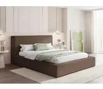 Polsterbett 200x200 cm mit Bettkasten & Metall-Lattenrost &ndash; Braun Chenille &ndash;
