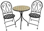 3tlg Mosaik Sitzgarnitur Gartengarnitur Bistro Set Outdoor M&ouml;bel - Schwarz