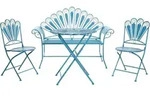 BELIANI Balkonset Blau Eisen 4-teilig Pfauen-Design Romantischer Franz&ouml;sischer...
