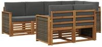vidaXL Outdoor-Sofagarnitur 6 stk. Natur und Anthrazit - Wei&szlig;