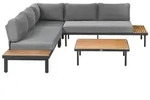 BELIANI 5-Sitzer Lounge Set Braun Akazienholz u. Stahlgestell Lattenoptik...