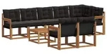 vidaXL Outdoor-Sofagarnitur 9 stk. Nat&uuml;rlich und Schwarz - Braun