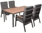 Tischgruppe BARLETTA, 5-tlg. - Schwarz/Dunkelgrau/Braun