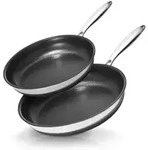 Edelstahlpfannen-Set 2-teilig 24+28cm, 3-Ply Material, Induktion, Ohne Deckel