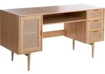 BELIANI Schreibtisch Hellbraun MDF-Platte mit Metallgestell 3 Schubladen Viel