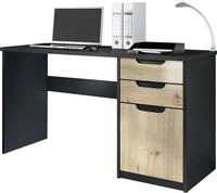 Vladon Schreibtisch Logan, Germany, B&uuml;rotisch mit 2 Schubladen und 1 T&uuml;r, Schwarz