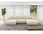 ALTDECOR Ecksofa - BERY-U - 377x193x88 - Creme - Corner Sofa Eckcouch Couch U-Form,