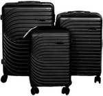 Reisekofferset 3-teilig, Hartschale, 360&deg; Rollen und Innenaufteilung Schwarz