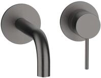 Herzbach MODUL7 IX PVD BLACK STEEL Waschtisch-Wandbatterie Farbset Ausladung 16 cm