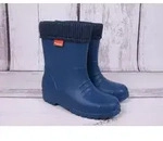 DEMAR Kinder Gummistiefel DINO Gef&uuml;ttert Regenstiefel mit Einlage Ultraleicht Blau