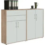 Aktenschrank TABOR 12 in Eiche Sonoma / wei&szlig; matt, Schrankwand, B&uuml;roschrank,