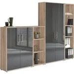 Aktenschrank TABOR 4 in Eiche Sonoma / anthrazit Hochglanz, Schrankwand,