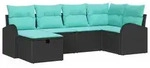 vidaXL Gartensofa-set 6 stk. Schwarz Poly-Rattan - Schwarz