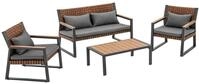 Gartenm&ouml;belset TEXAS mit Sofa, Sesseln und Couchtisch, GRAU - Grau