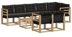 vidaXL Outdoor-Sofagarnitur 9 stk. Wei&szlig; und Schwarz - Braun