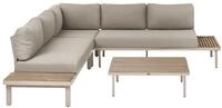 BELIANI 5-Sitzer Lounge Set Hellbraun Akazienholz u. Stahlgestell Lattenoptik