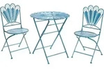 BELIANI Balkonset Blau Eisen 3-teilig Pfauen-Design Romantischer Franz&ouml;sischer...