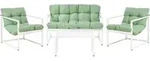 BELIANI Gartenlounge Set Gr&uuml;n / Wei&szlig; Stahl 4-Sitzer mit Gartensofa...