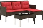 vidaXL Gartensofa-set 2 stk. Braun und Rot Poly-Rattan - Braun