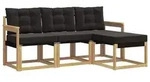 vidaXL Outdoor-Sofagarnitur 4 stk. Wei&szlig; und Schwarz - Braun
