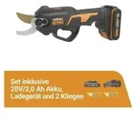 Astschere Worx WG330E.2, inkl. Akku 2 Ah und Ladeger&auml;t, Ersatzmesser