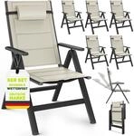 tillvex Gartenstuhl mit Polster Premium 6 St&uuml;ck Beige klappbar aus Aluminium 