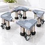 Relaxdays Waschmaschinenuntergestell verstellbar, 42-65cm, fahrbar, bis 400kg, Sockel