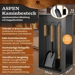 BLACK OAK Kaminbesteck ASPEN 4-teilig H66xB29xT29cm &ndash; Ofenbesteck schwarz mit
