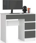 Schreibtisch 90cm mit 4 Schubladen Computertisch Arbeitstisch f&uuml;r B&uuml;ro & Kinder -
