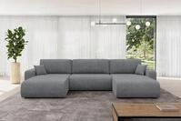 ALTDECOR Ecksofa - BERY-U - 377x193x88 - Grau - Corner Sofa Eckcouch Couch U-Form,