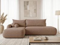 Ecksofa Neto mit Schlaffunktion und Bettkasten - Boucl&eacute;-Stoff - L-Form Couch,