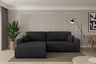 ALTDECOR Ecksofa mit Schlaffunktion und Bettkasten - BERY-L - 276x193x88 - Schwarz -