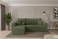 ALTDECOR Ecksofa mit Schlaffunktion und Bettkasten - SENO-L - 249x139x85 - Gr&uuml;n -