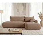 Ecksofa Neto mit Schlaffunktion und Bettkasten - Boucl&eacute;-Stoff - L-Form Couch,