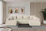 ALTDECOR Ecksofa - MILA-U - 378x194x86 - Beige - Corner Sofa Eckcouch Couch U-Form,