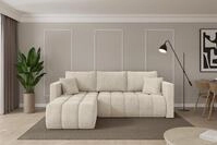 ALTDECOR Ecksofa mit Schlaffunktion und Bettkasten - GARD-L - 226x146x85 - Creme -
