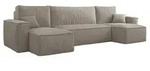 Selsey SCARLO U - U-Form-Sofa mit Schlaffunktion, Cordbezug in Beige - Beige