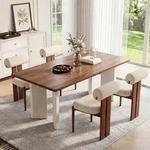4er-Set Esszimmerst&uuml;hle mit zylindrischer R&uuml;ckenlehne, Holzgestell, modernes