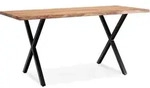 WOHNLING Esszimmertisch 140x80x76 cm Akazie Massivholz / Metall Esstisch Baumkante