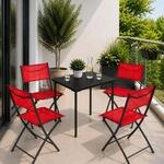 VCM 5-teilig Balkonm&ouml;bel Set, Gartentisch 80x55 cm mit 4 Klappst&uuml;hlen, Metall &
