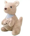 LeanToys Pl&uuml;sch-Maskottchen K&auml;nguru Zum Knuddeln Mit Jungtier 23Cm - Beige