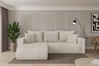 ALTDECOR Ecksofa mit Schlaffunktion und Bettkasten - MILA-L - 277x194x86 - Creme -