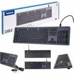 Hama kabelgebundene Tastatur CK-400 Schwarzgrau (polnische QWERTY-Layout, beleuchtete