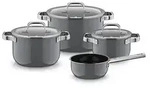 WMF Topf-Set, 4-teilig, Platinum 05.1882.5290, Platin, Keine Beschichtung, Edelstahl,