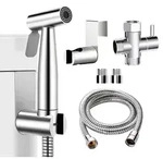 Bidet-Handbrause Edelstahl mit 49 Zoll Schlauch und T-Adapter G1/2''-3/8''