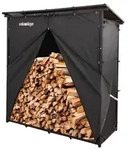 Relaxdays Kaminholzregal mit Dach & Abdeckung, HxBxT: 185 x 185 x 70 cm, Stahl,