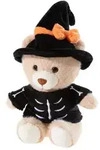Halloween Kuscheltier B&auml;r Hexe Skelett, 15 cm, Pl&uuml;schb&auml;r mit Hexenhut