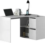 CALICOSY - Eckschreibtisch Umkehrbarer, 4 F&auml;cher und 2 T&uuml;ren, Wei&szlig;, L120 cm -