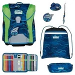 Scout Schulranzen Basic Micro Set 4-teilig Shark Zone blau - Blau