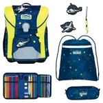 Scout Schulranzen Basic Micro Set 4-teilig Digital Air dunkelblau - Dunkelblau